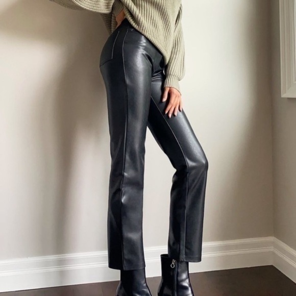 Aritzia Wilfred The Melina Faux Leather Pants High Rise Straight Leg